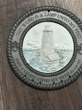 Pewter resin LIGHTHOUSE Scripture Plaque with Psalm 119:105